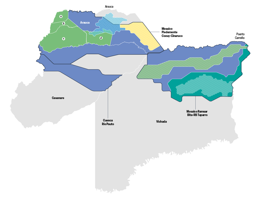 Mapa de zonas de trabajo del proyecto Paisajes Integrados Sostenibles