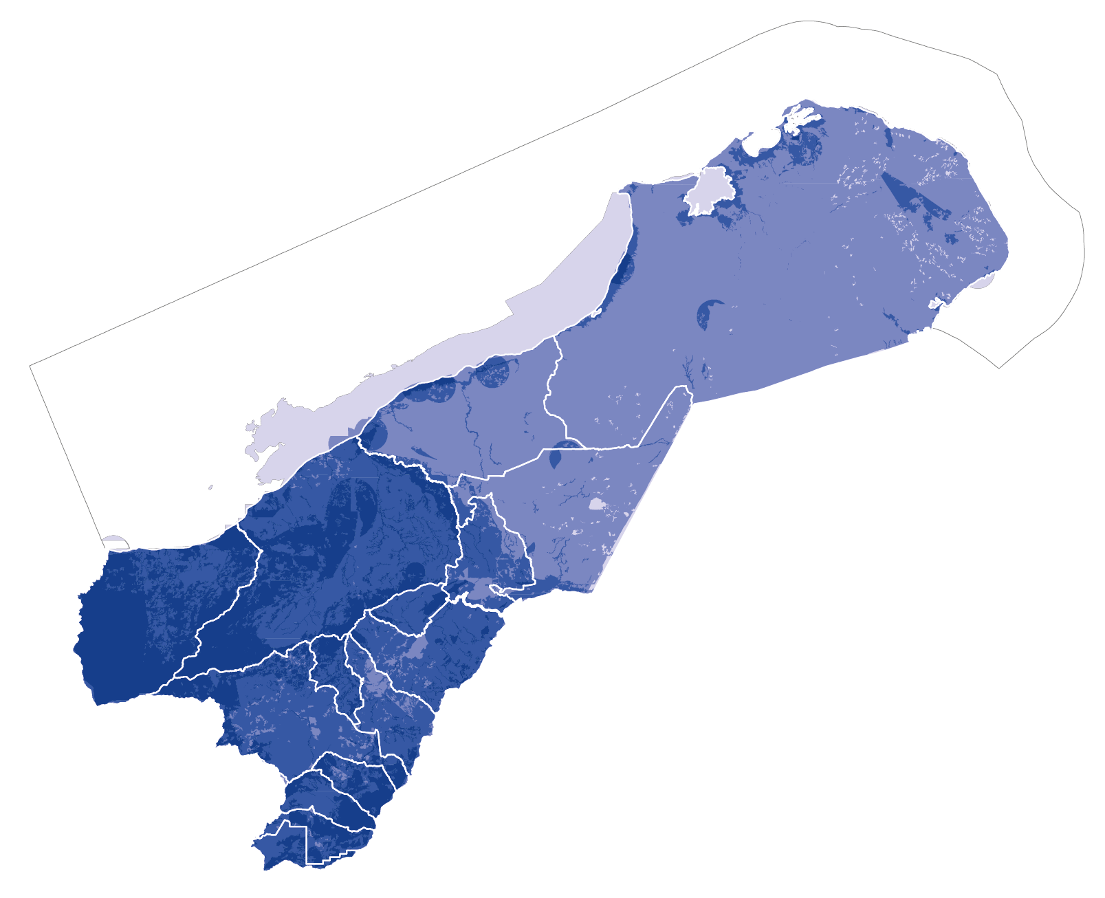 Mapa de sensibilidad territorial - Escenario 1